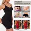 Black seamless shapewear bodysuit - side view