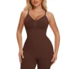 Full body strapless shapewear bodysuit in brown - front view