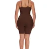 Brown full body shapewear with adjustable straps - back view