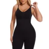 Full body strapless shapewear bodysuit in black - front view
