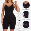 Full body strapless shapewear bodysuit in black - front view