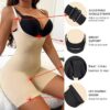open bust sculpting shapewear shorts women beige with adjustable straps breast support neat lines and leg shaping design