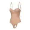 multi-way strapless shapewear bodysuit nude color open crotch thong