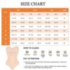 Detailed size measurement chart ranging from S to 4XL for the front closure body shaper, including bust, waist, hip, and length measurements.