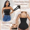 Women seamless strapless waist shaper bodysuit in black – before and after tummy control results