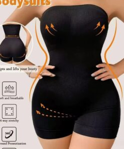 tube top shapewear bodysuit black soft breathable 4-way stretch 360 surround pressurization